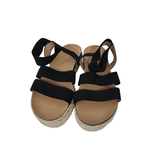 YoKi Chiara Sandal Platform Heels Women Size 9 Black Ankle Strap Stretchy - Picture 3 of 9